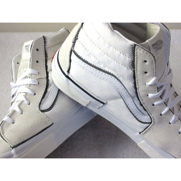 Vans Men's Sk8-Hi Reconstruct Marshmallow White Canvas Suede shoes Size 13 NIB - Picture 4 of 5